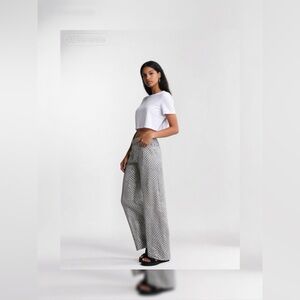 Daisy Street Pale Pink/Taupe Heart Print Straight Leg Pants Size 10